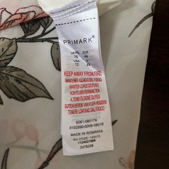 Primark Ladies Off White Floral Belted Dress Sz 12 - Picture 6 of 6